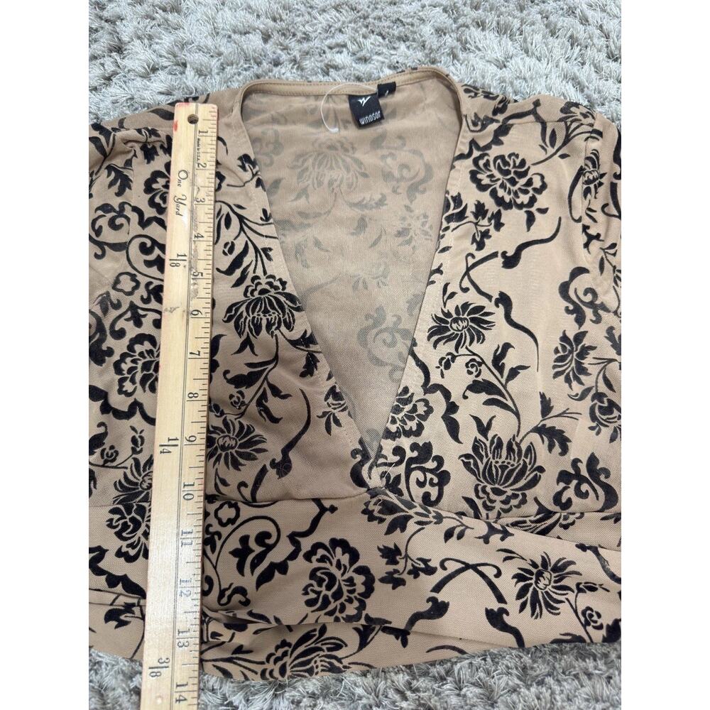 Crop Top XS Whimsigoth Goth 90s Boho Dark Romantic Burnout Babydoll Sheer - Picture 12 of 15